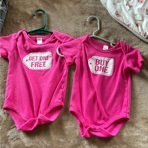 Twin Pink Baby Onesie Set